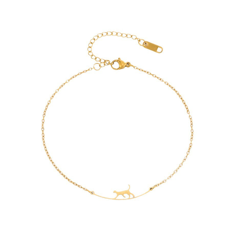 Women's Cute Walking Cat Stainless Steel Fashion Anklets
