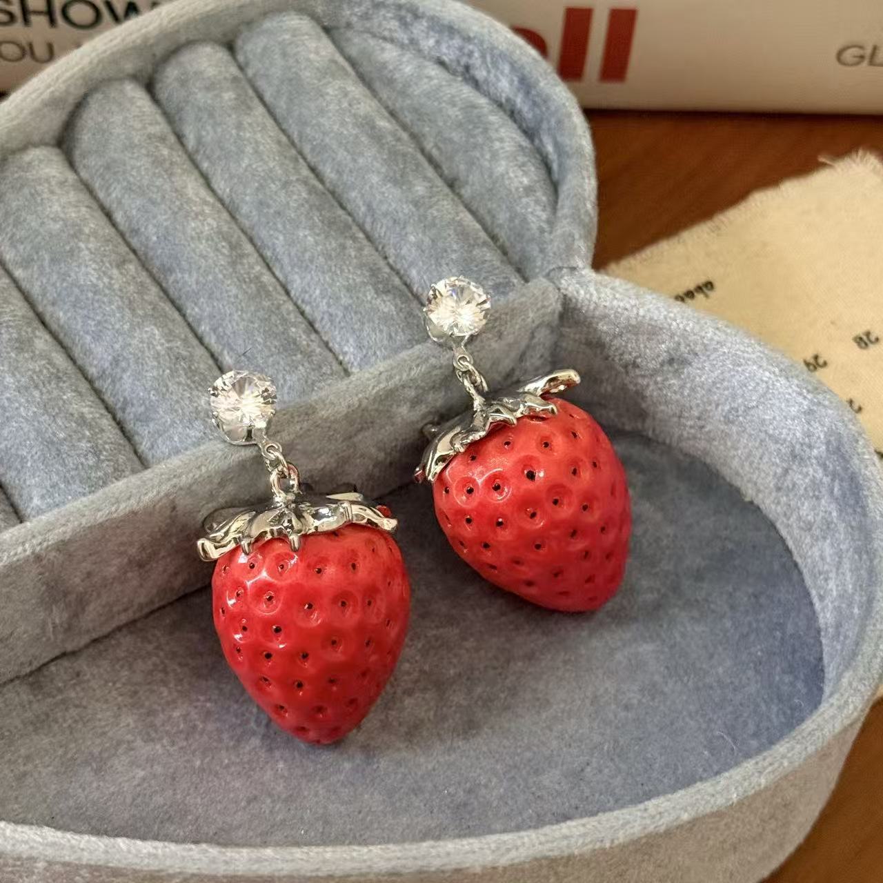 Red Three-dimensional Strawberry Female Sweet Cute Graceful Hairpin Clavicle Necklace