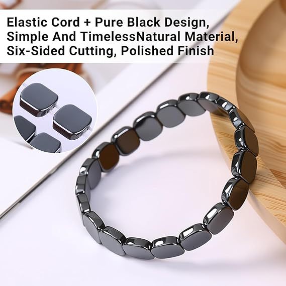 Hematite Stretch Fashion Hand-made Beaded Square Apple Bracelet
