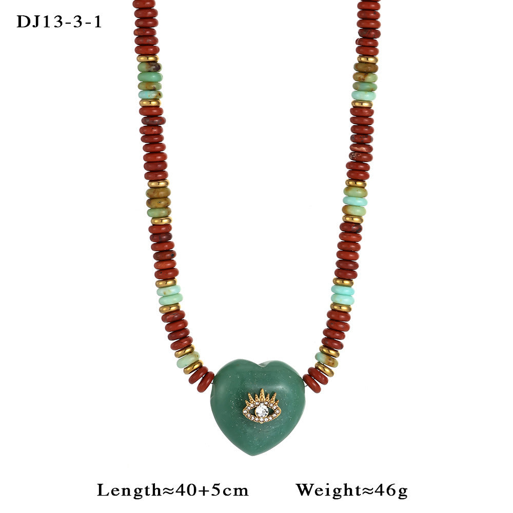 Bohemian Ethnic Style Beaded Devil's Eye Love Natural Stone Necklaces