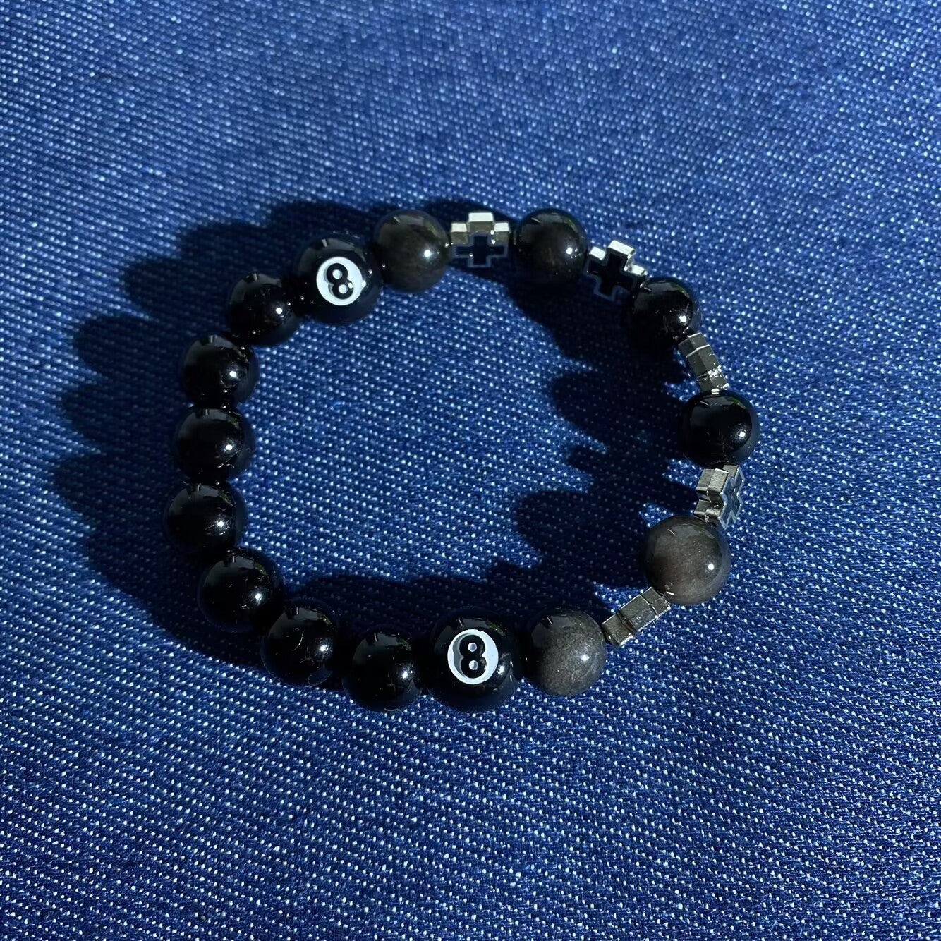 Men's Volcanic Rock Map Stone Beaded Weave Bracelet