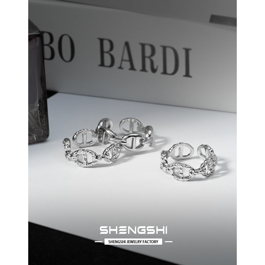 Minimalist Pig Nose Female Design Sense Niche High-grade Cold Wind Rings