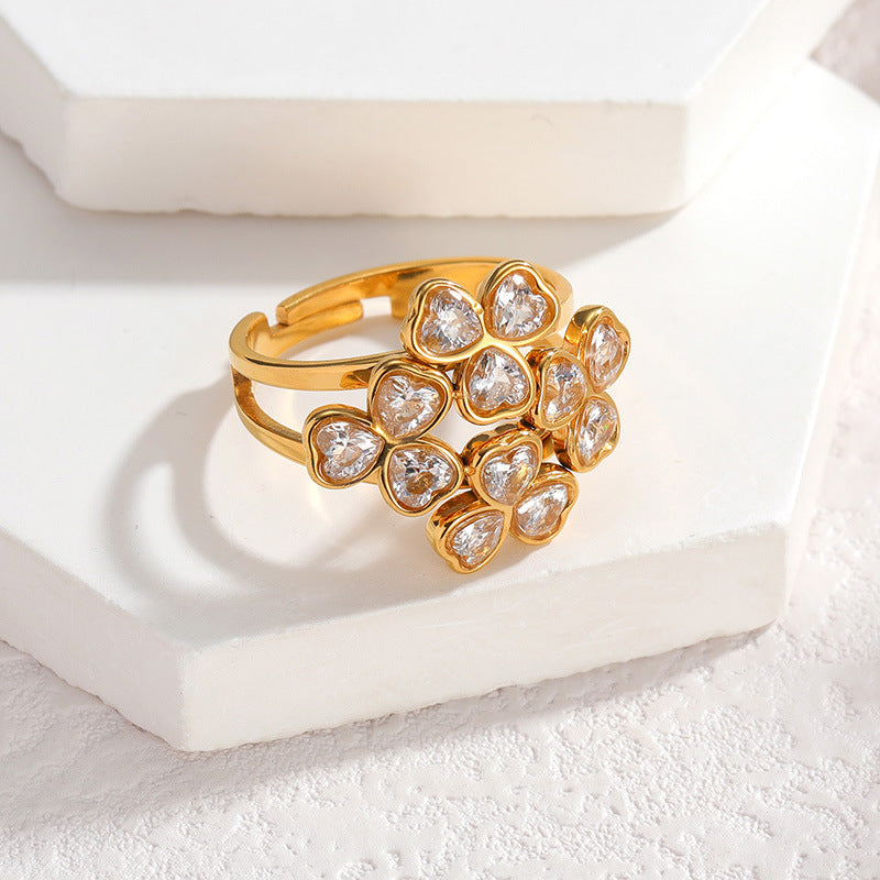 Round Female Special Interest Light Luxury Gold-plated Stainless Jewelry Set
