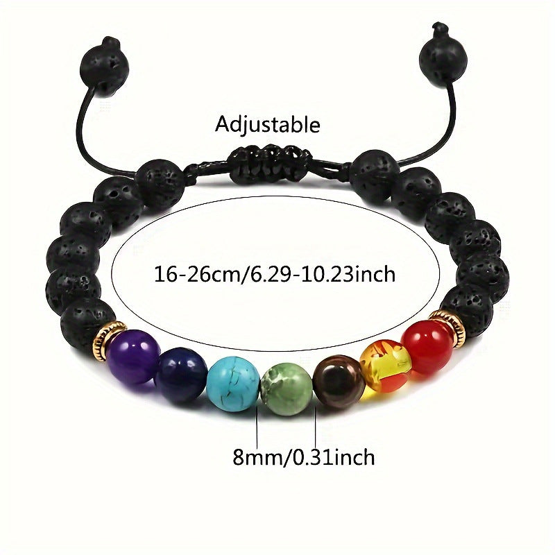 Women's & Men's Colorful Volcanic Rock Woven String Beads Crafts Bracelet