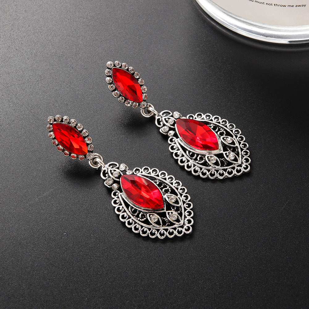 Personality Fashion Alloy Diamond Water-drop Eardrops Retro Earrings