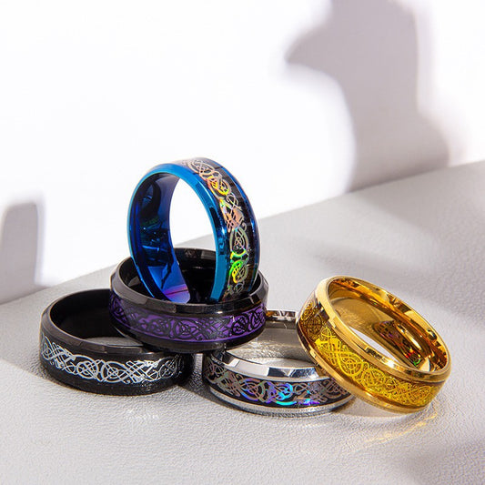 Men's Elegant Dragon Pattern Xi For Rings