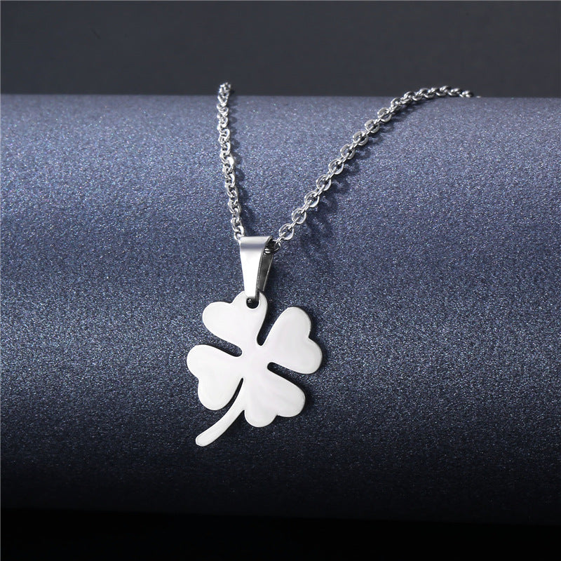Stainless Steel Cut Hollow Geometry Tag Necklace