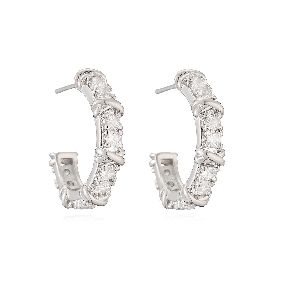 Simple Light Luxury Gold Zircon Shaped Female Niche Stud Earrings