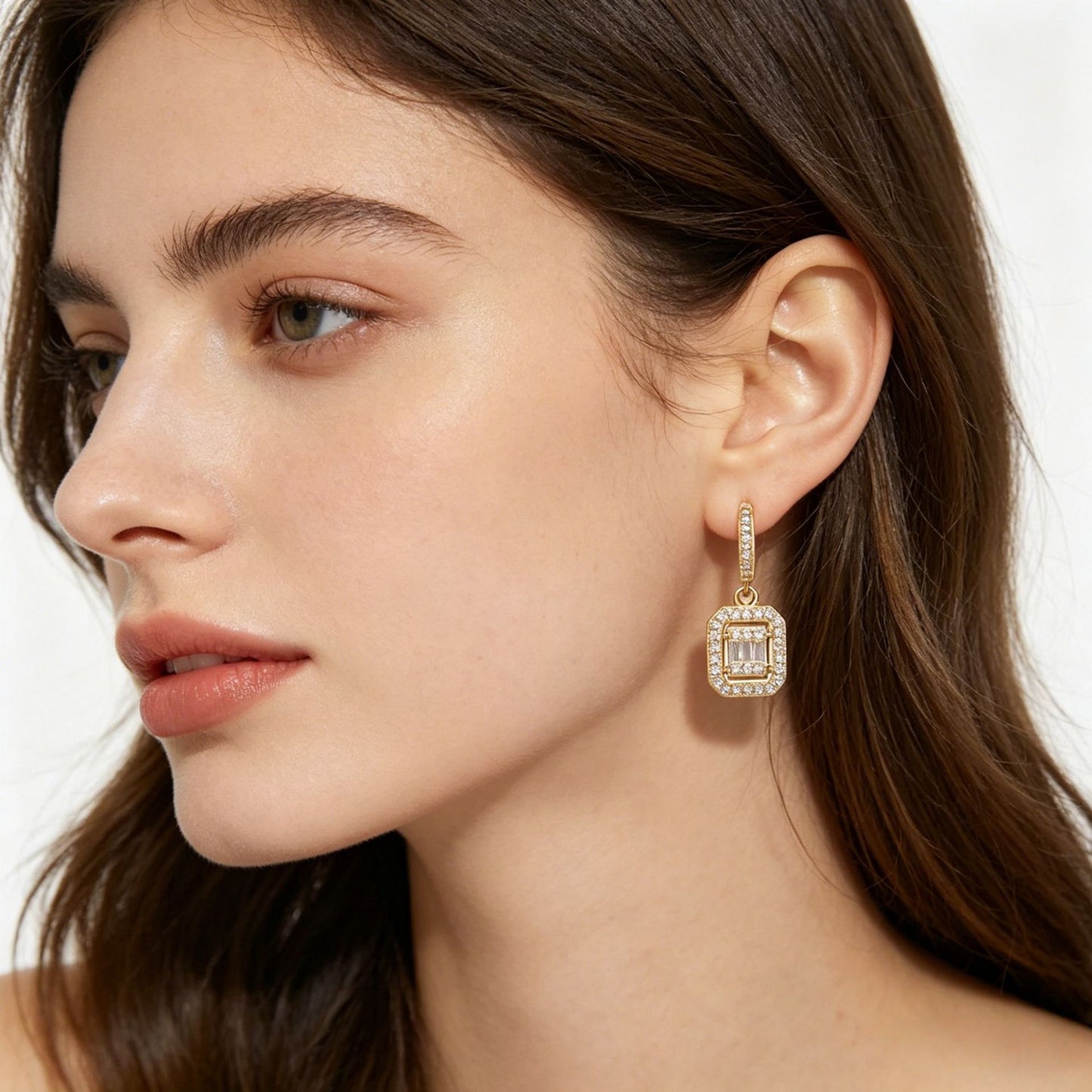 Fashion Style Elegant Generous Cube Sugar Ear Clip Copper Plated Earrings