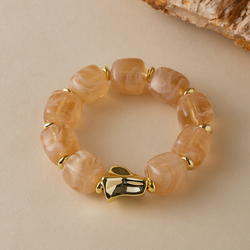 Blooming Vintage Handmade Dopamine Creative Elastic String Oval Geometric Square Bracelets