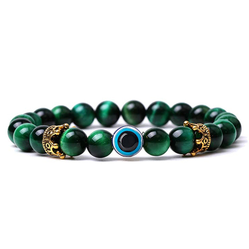 Women's & Men's Natural Turquoise Crown Evil Eye Stone Bracelets