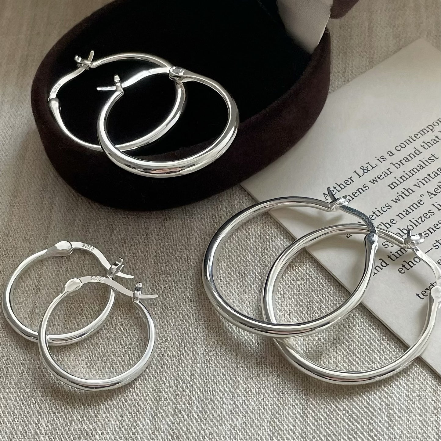 Niche Design Simple Glossy Round Ear Clip Rings