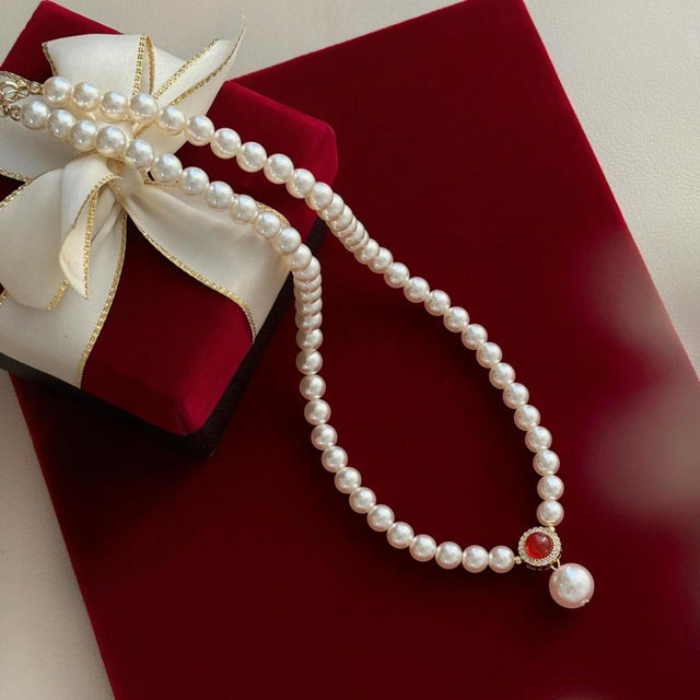 Women's Retro Pearl Affordable Luxury Fashion Temperament Wild Good-looking Clavicle Necklace