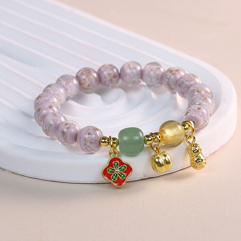 Female Fragrant Gray Colored Glaze Chinese Style Bracelet