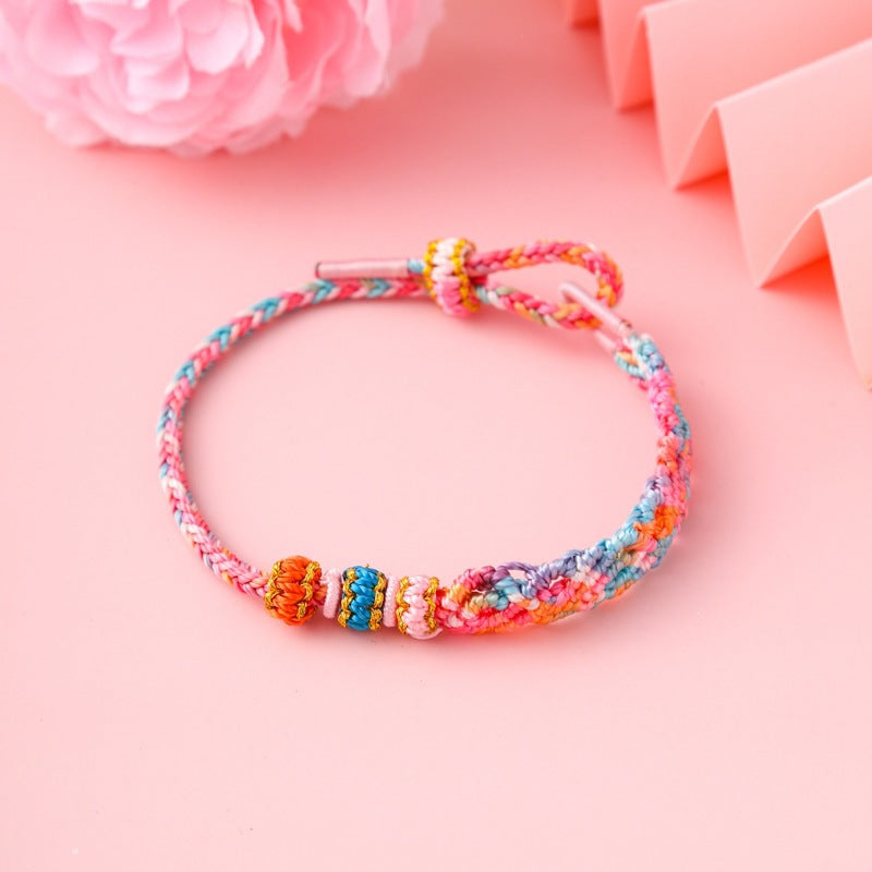 Children's Colorful Braided Rope Wrist String Safe Red Bracelet