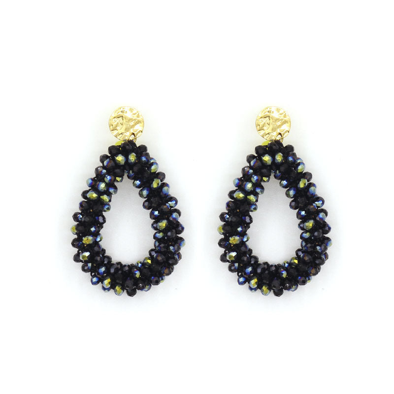 Women's Handmade Woven Crystal Fashion Water Drop Creative Bohemian Chic Earrings