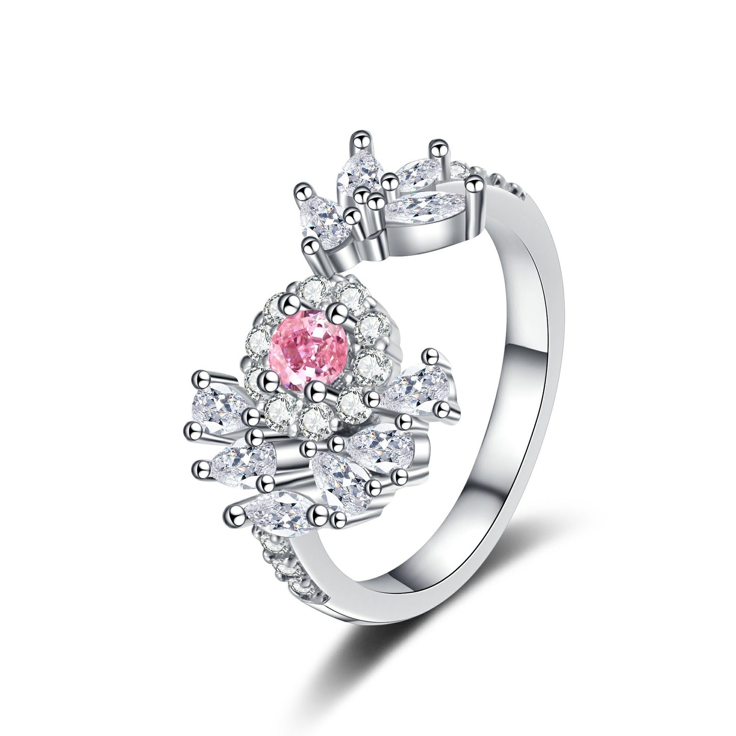 Exquisite Pink Love Heart-shaped Fashionable Personality Open Rings