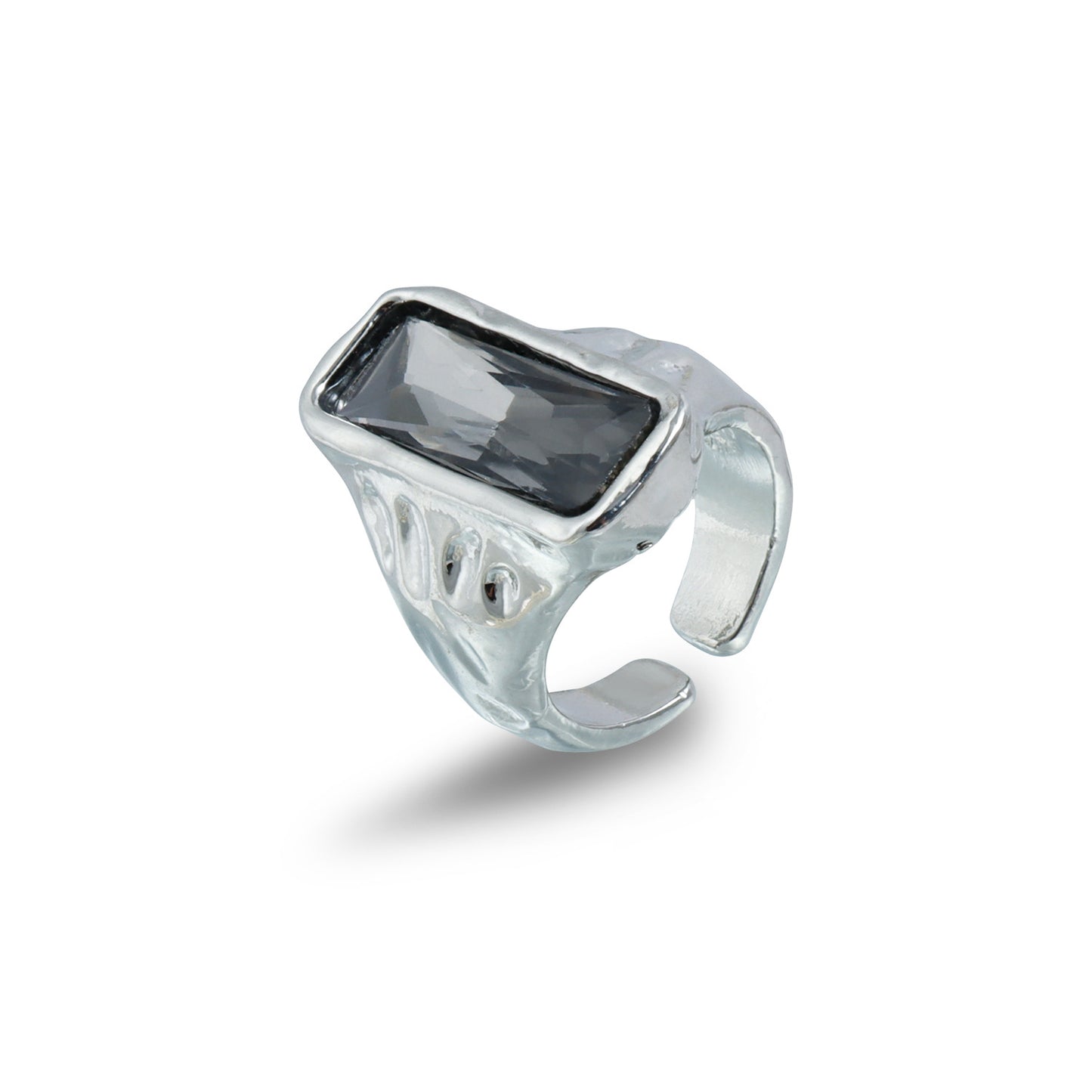 Cool Geometric Black Diamond Adjustable Female Personality Creative Opening Ring