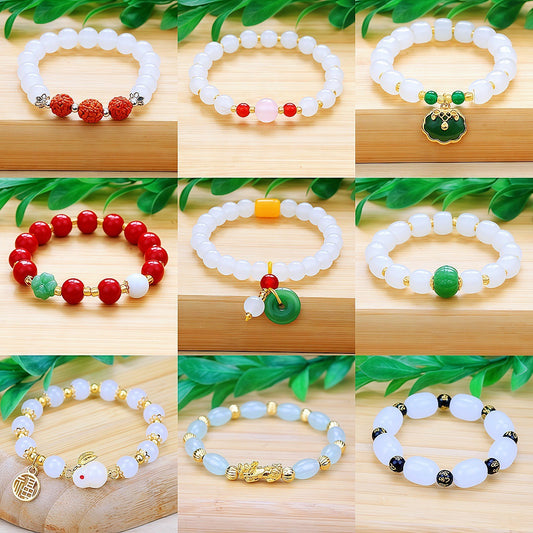 Jade Barrel Beads Gold Pi Longevity Bracelets