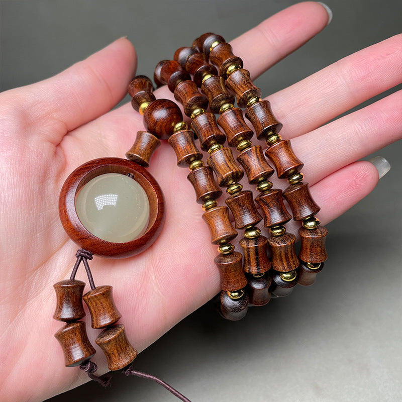 Women's & Men's Sandalwood Bamboo Joint Flat Round Bead Jujube Beads Spacer Luminous Bracelets