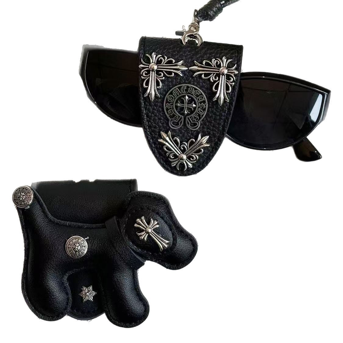 Cross Leather Magnetic Glasses Clip Female Storage Long Halter Necklace