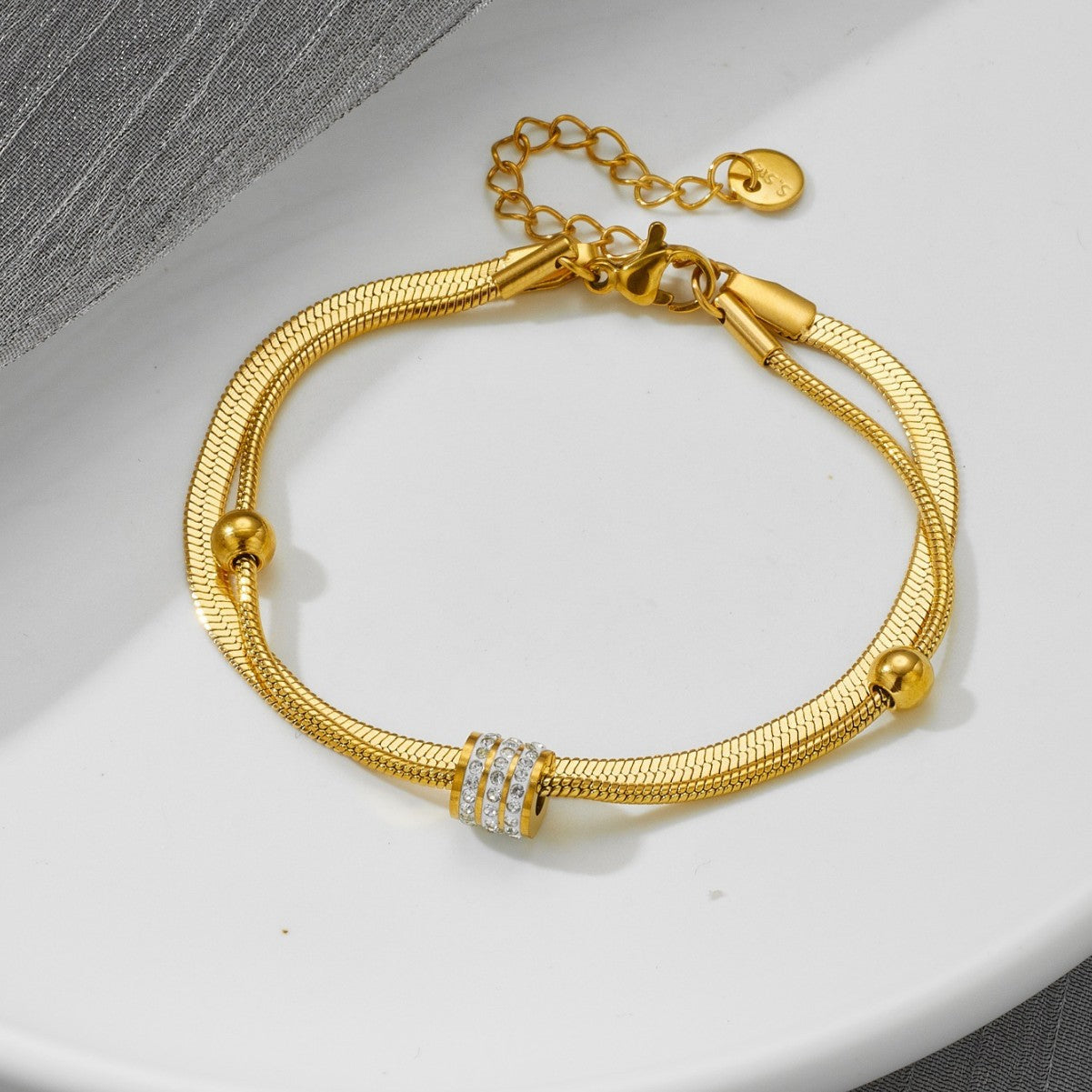 Round Clip Bead Stainless Steel Water-resistant Bracelet