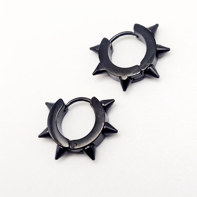 Steel Pointed Cone Ear Clip Fashion Six Earrings