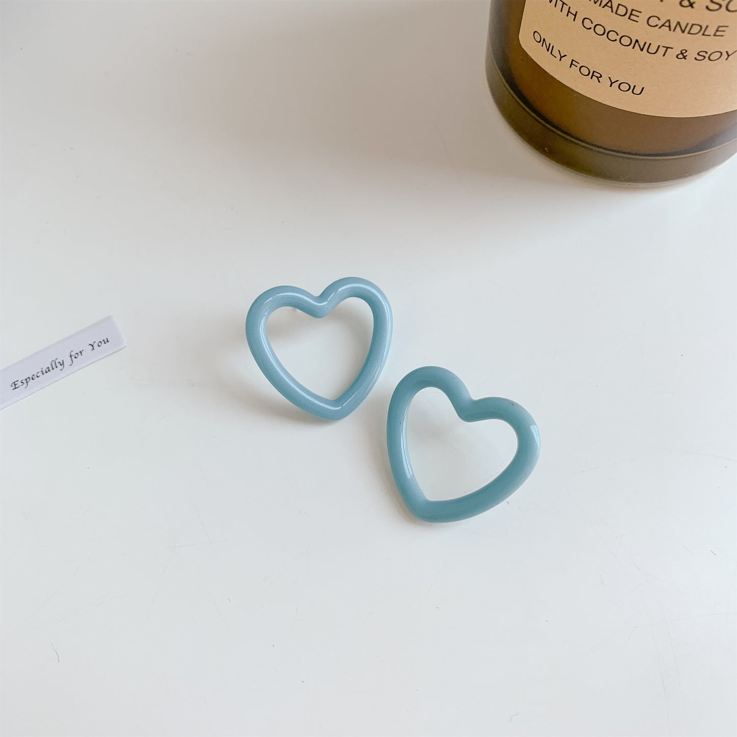 Love Heart Female Sweet Style Minimalist Design Earrings