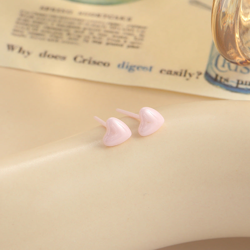 Women's Love Heart Simple Needle Ceramic Ear Bar Sleeping No Earrings