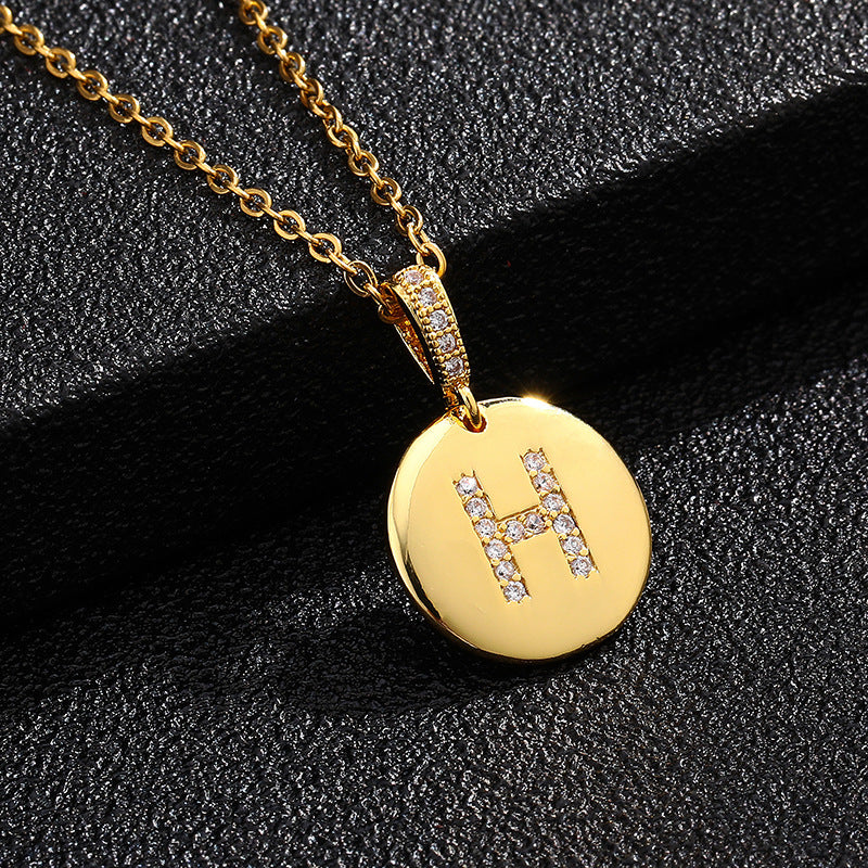 Women's Letter Fashionable English Copper Inlaid Zircon Small Necklaces