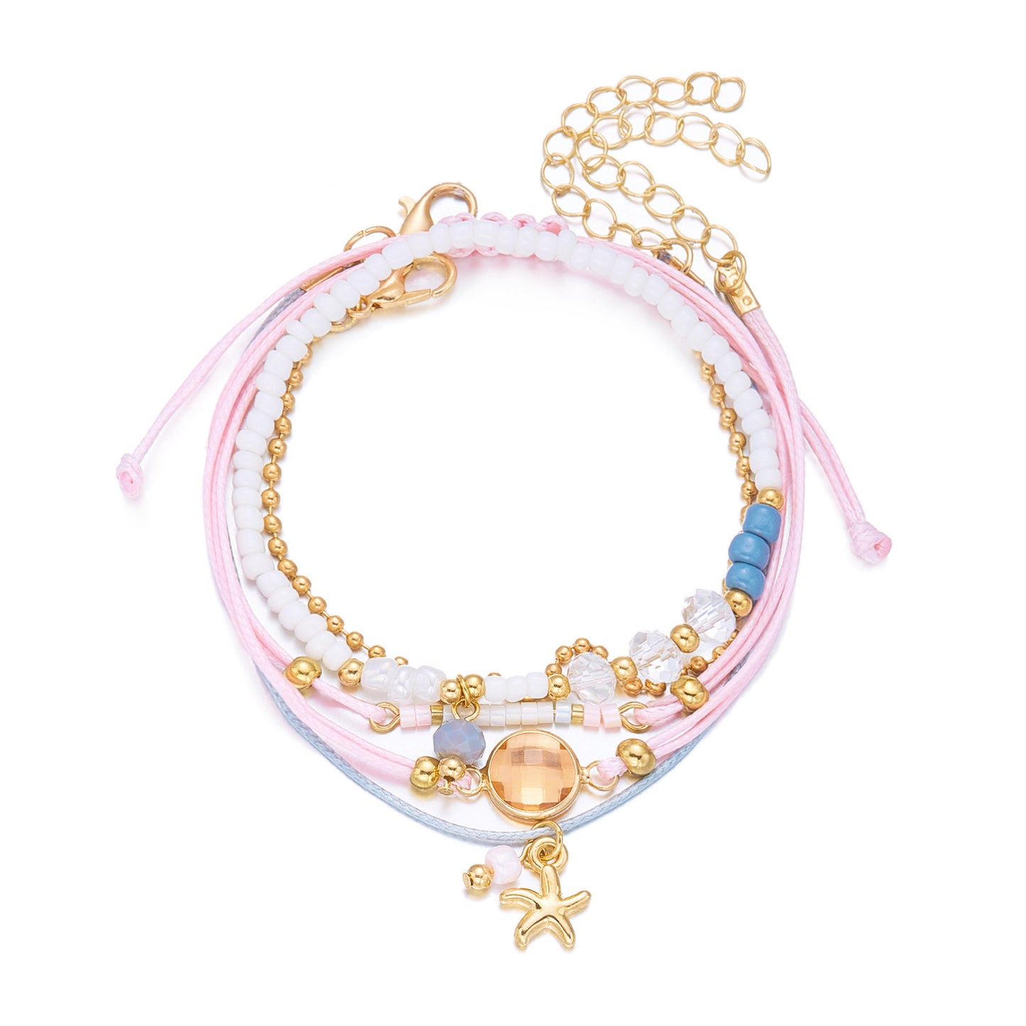 Women's Bohemian Style Twin Starfish Beach Bead Bracelets