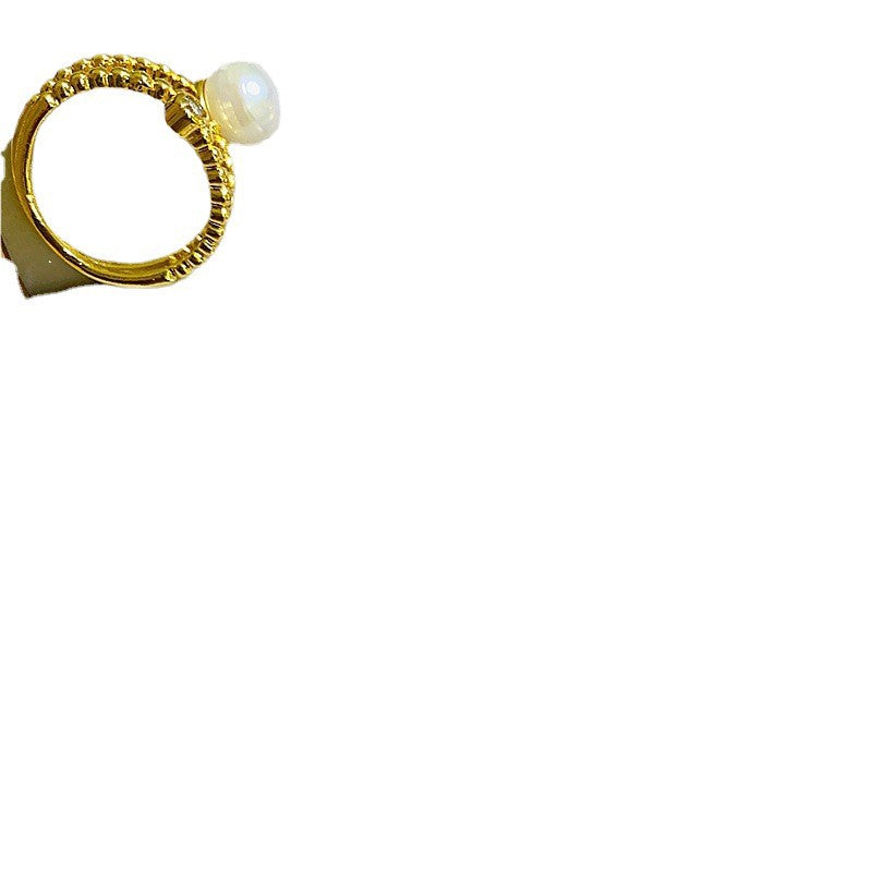 Pearl Light Luxury High-grade Zircon Opening Adjustable Color Ring
