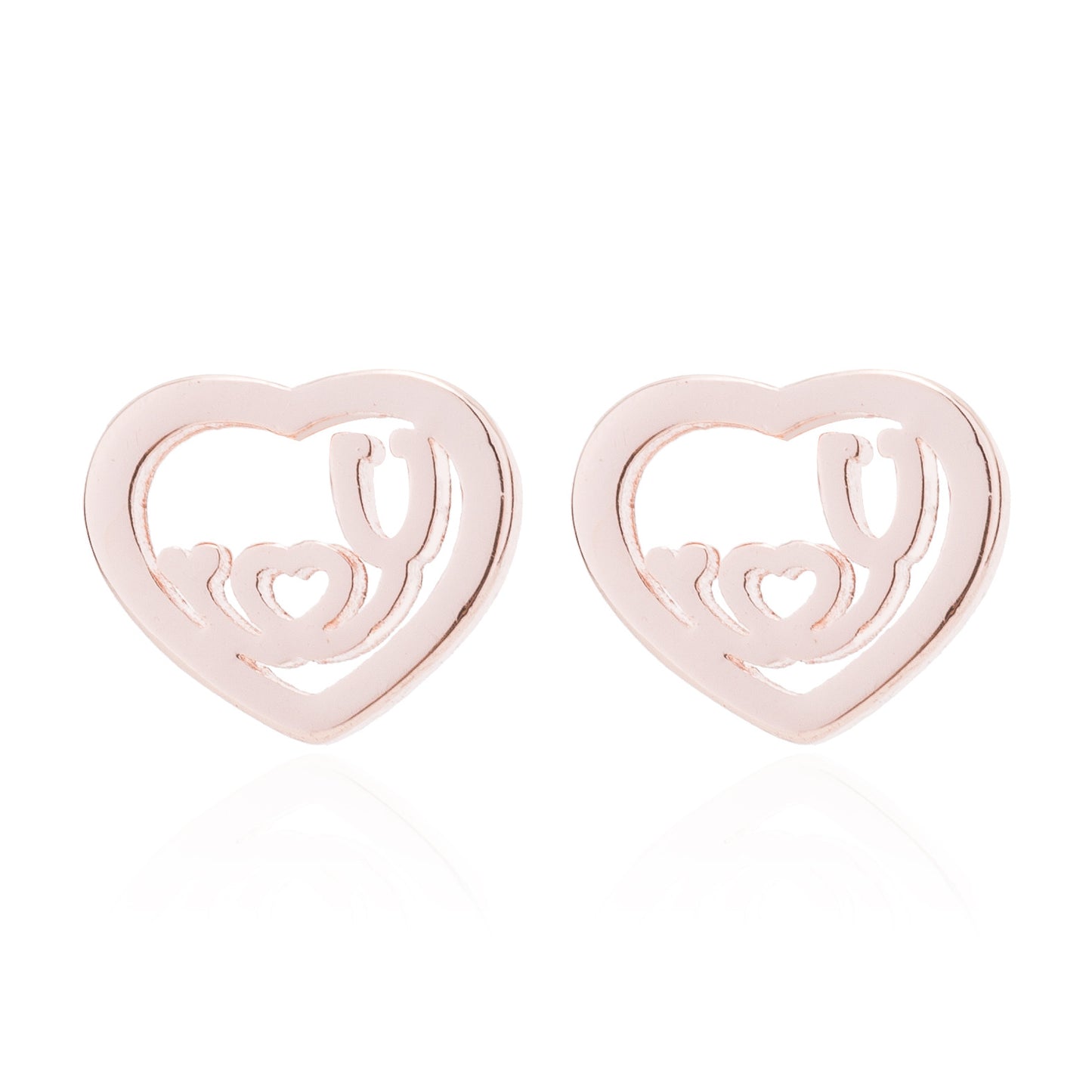 Women's Stainless Steel Geometric Gesture Love Heart Stud Earrings