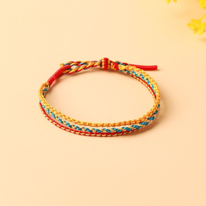 Children's Colorful Braided Rope Wrist String Safe Red Bracelet