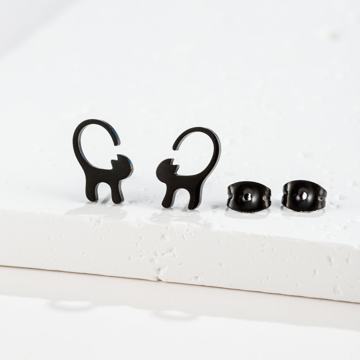 Stainless Steel Goldfish Bird Ear Design Ghost Skull Stud Earrings