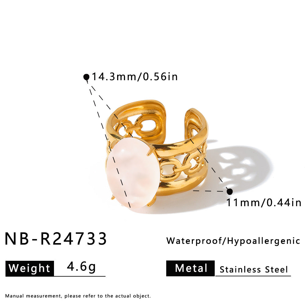 Women's Steel With Natural Stone Fashion Geometry Ring