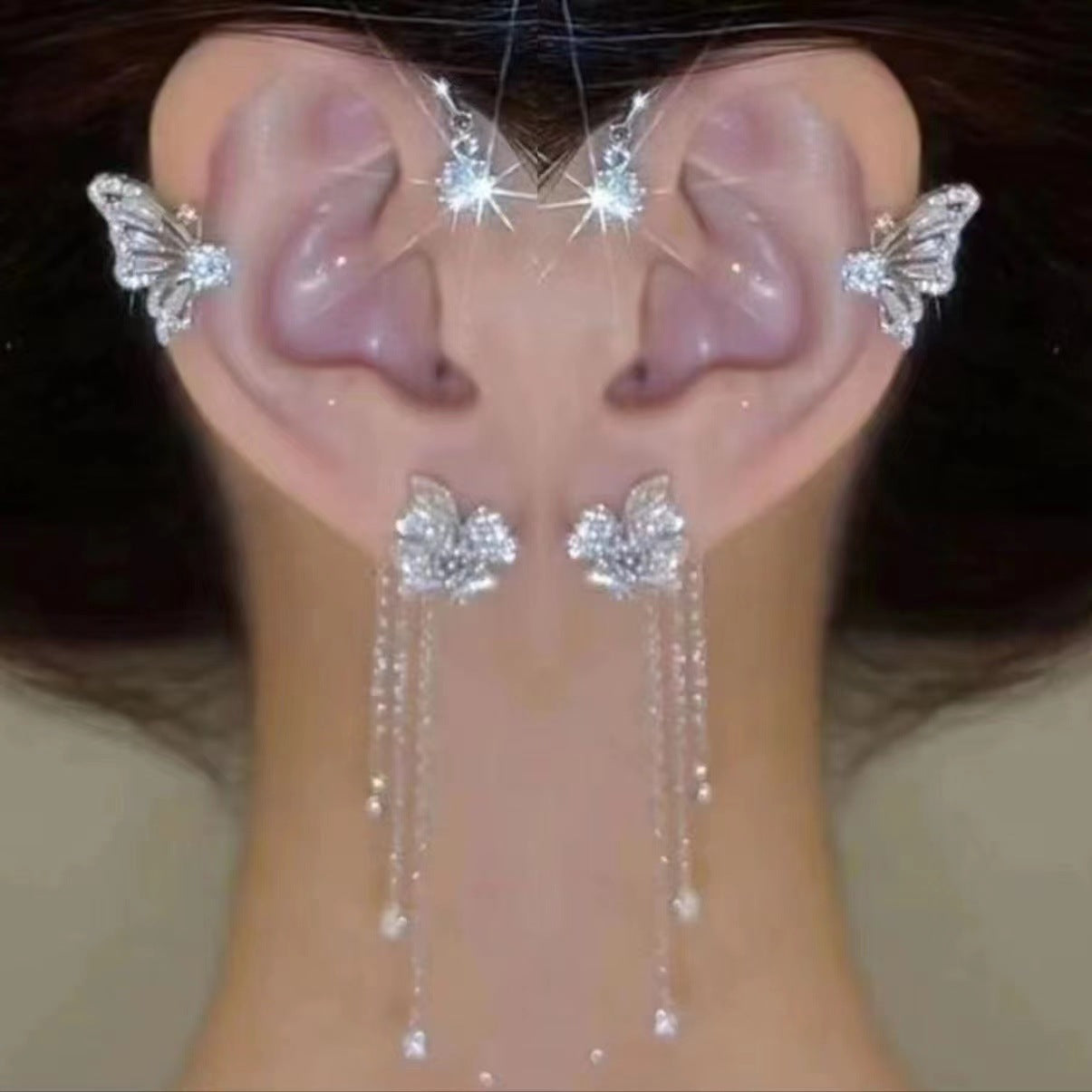 Niche Elf Butterfly Clip Light Luxury Earrings