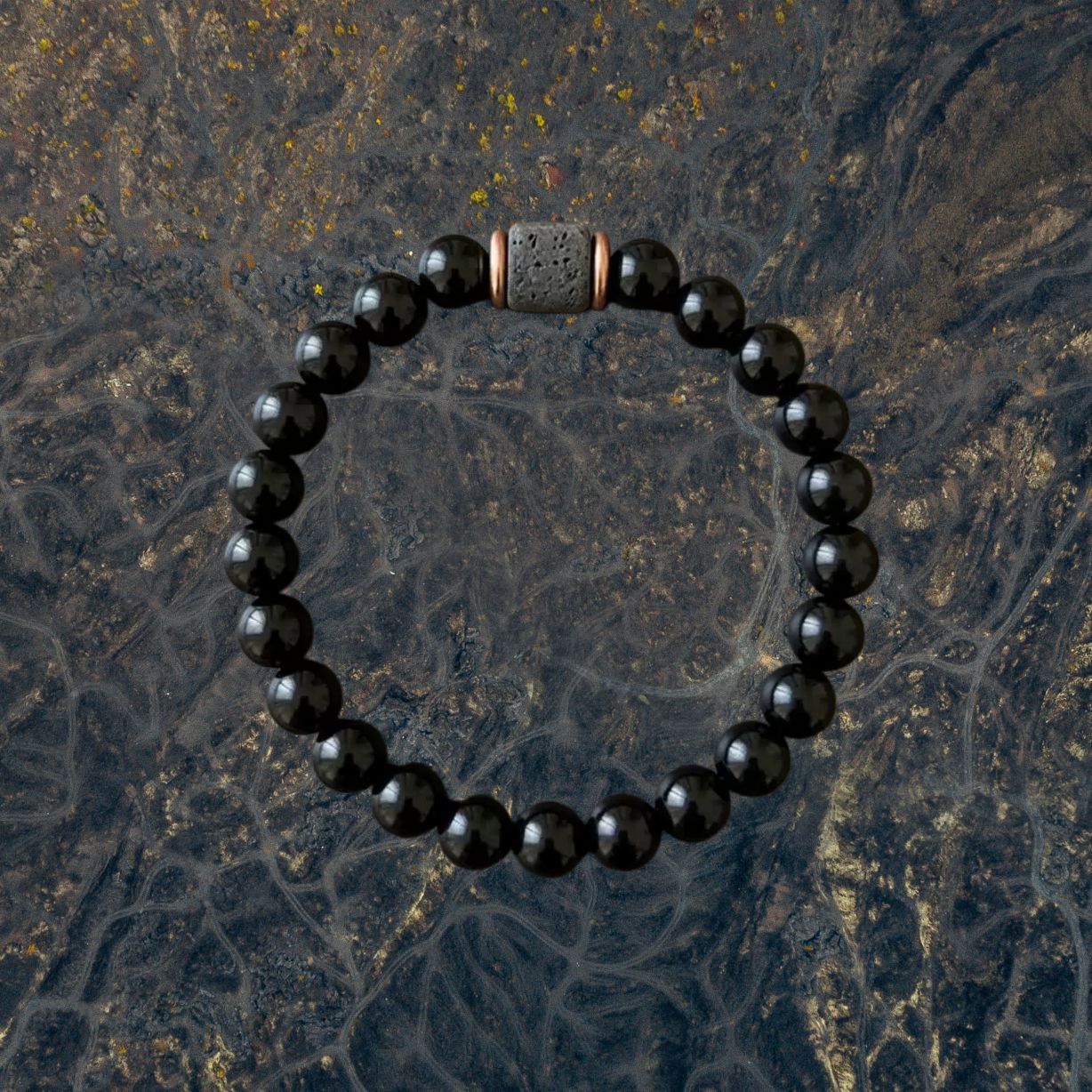 Trendy Beaded Black Geometric Round Beads Frosted Stone Bracelet
