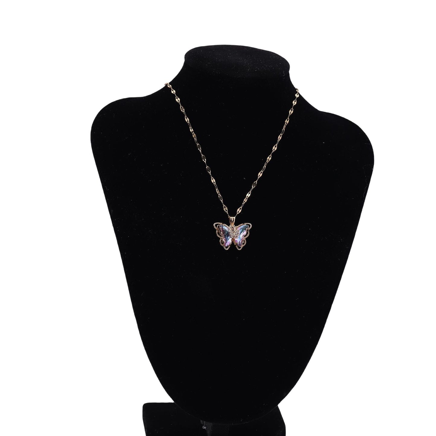 Women's Color Crystal Butterfly Titanium Steel Fashionable Necklaces