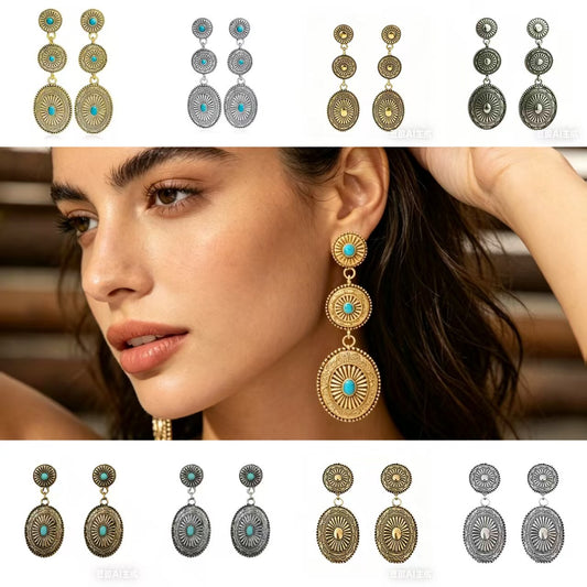 Bohemian Vintage Totem Distressed High Sense Earrings