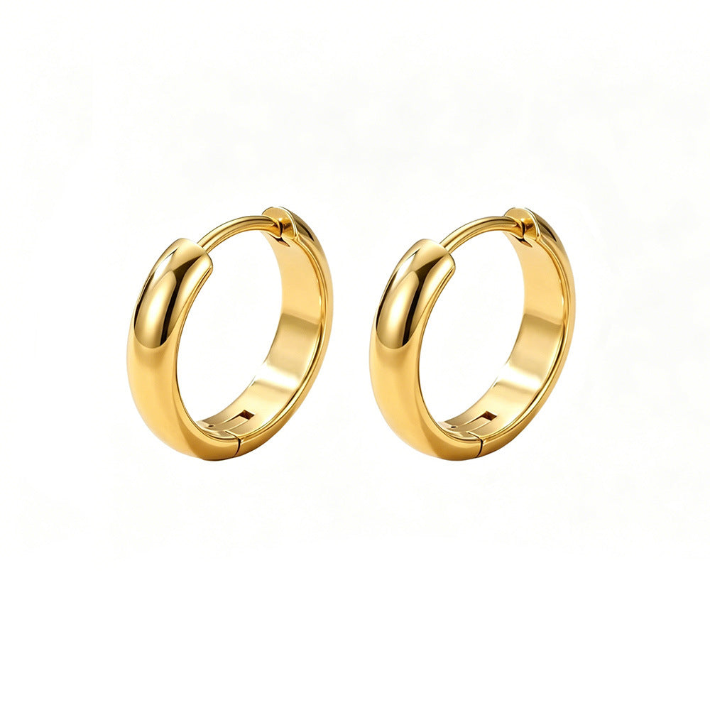 Women's & Men's Simple Wide Surface Black Clip Personality Trendy Earrings