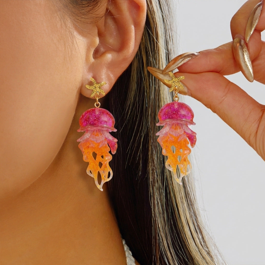 Fresh Conch Starfish Long Tassel Ear Hook Female Niche Earrings