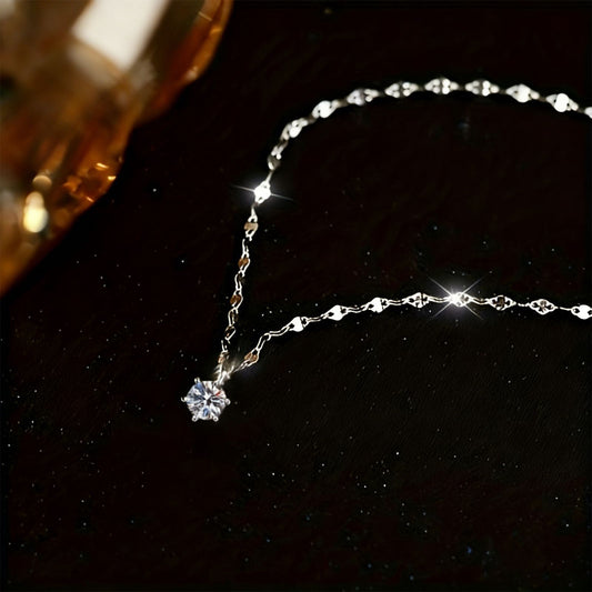 Women's Single Rhinestone Stainless Steel Light Luxury Zirconia Fairy Necklace