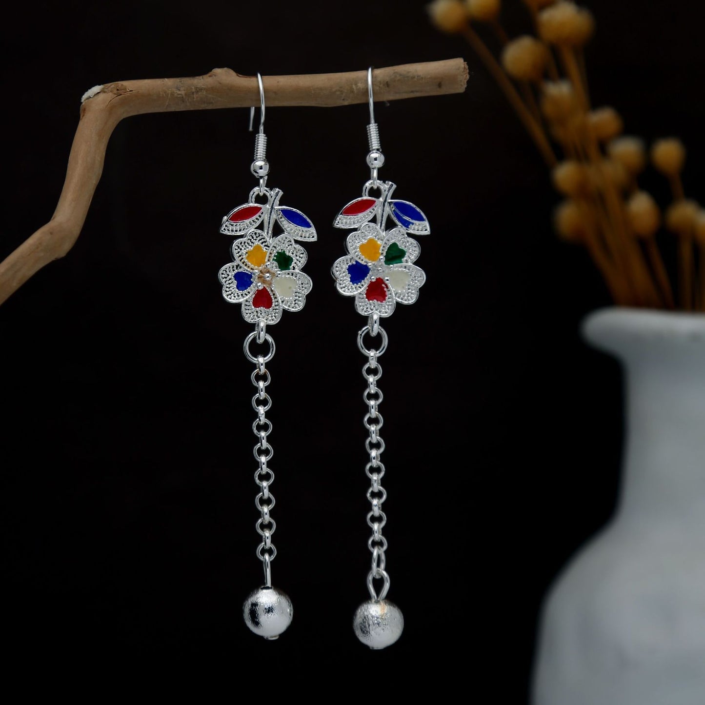 Personalized Ethnic Style Miao Sier Geometric Colorful Rings