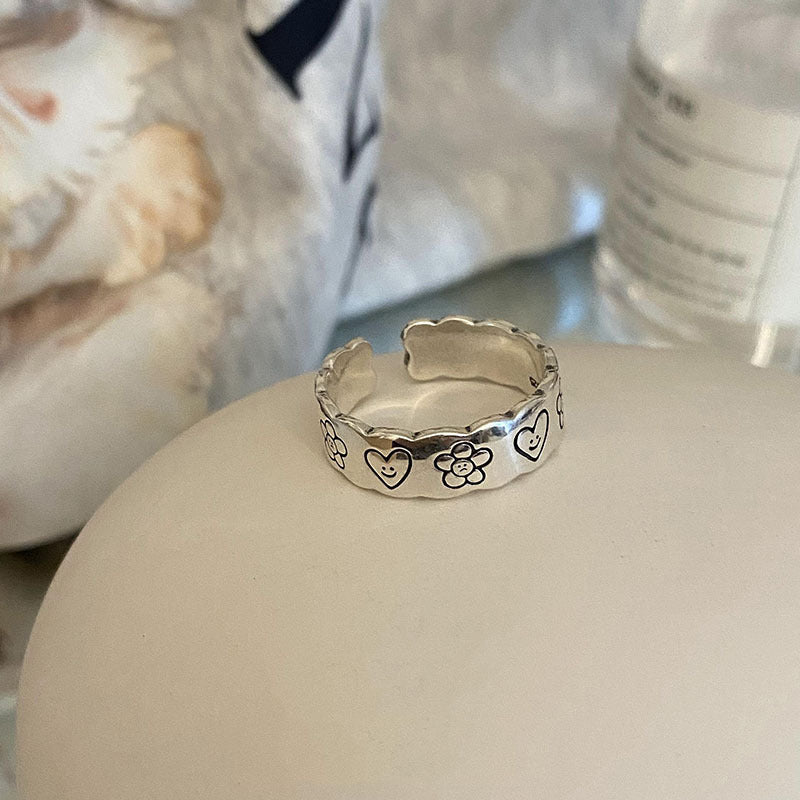 Cute Anime Cartoon Figures Small Female Niche Design Adjustable Ring