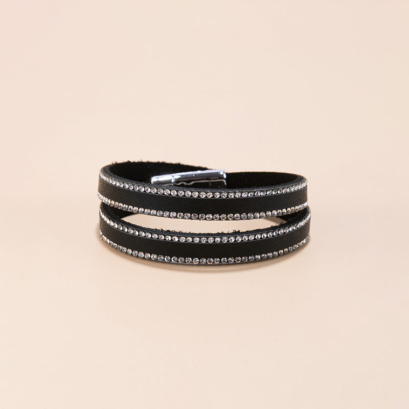 Punk Magnetic Buckle Leather Tide Winding Bracelets