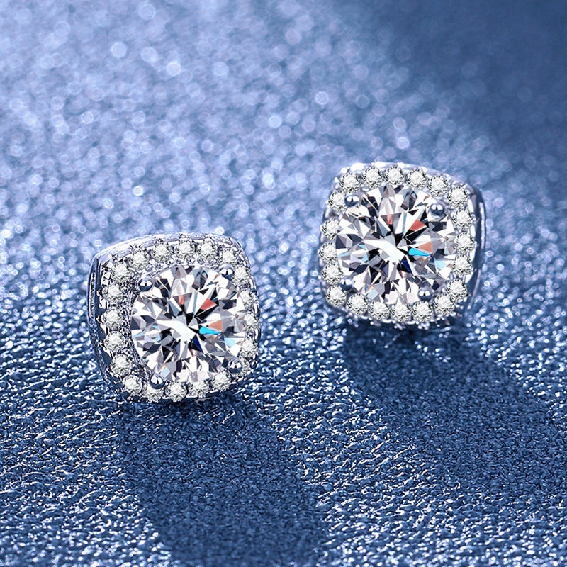Women's Simulation Diamond Suit Female Plated Pure Stud Earrings