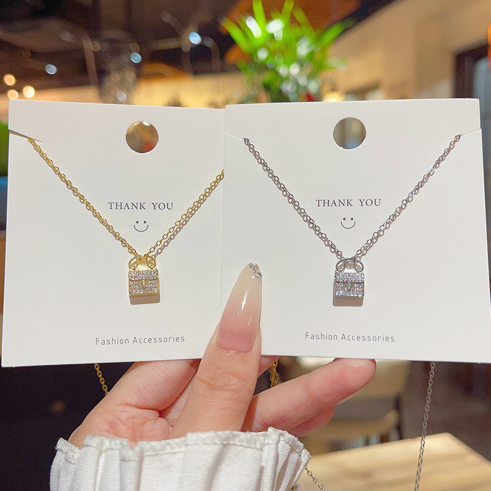 Women's Female Diamond Bag Temperament Entry Lux Clavicle Chain Niche Titanium Necklace