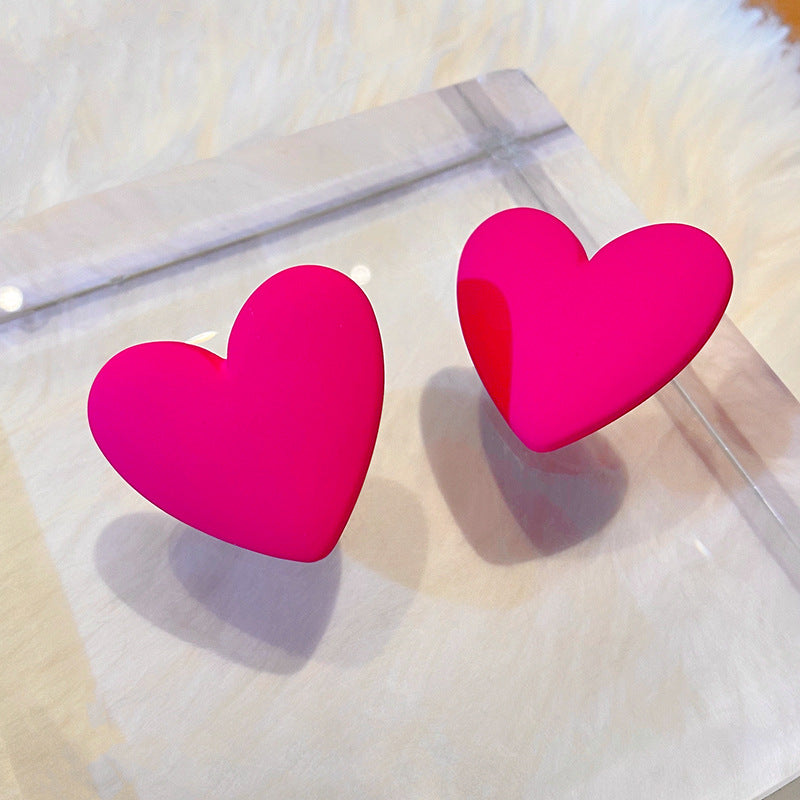 Acrylic Candy Color Sier Needle Love Stud Earrings