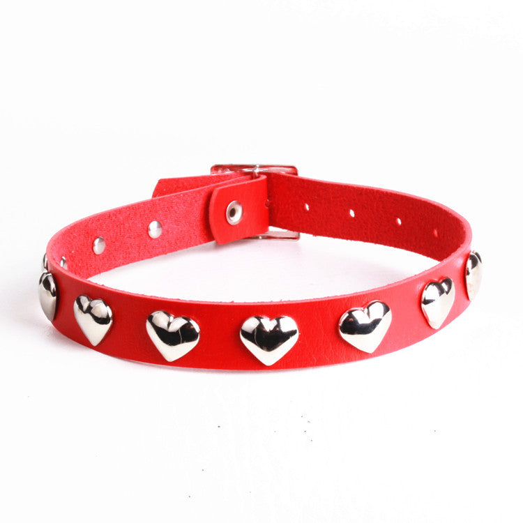 Punk Heart-shaped Leather Fashion Sexy Rivets Necklaces
